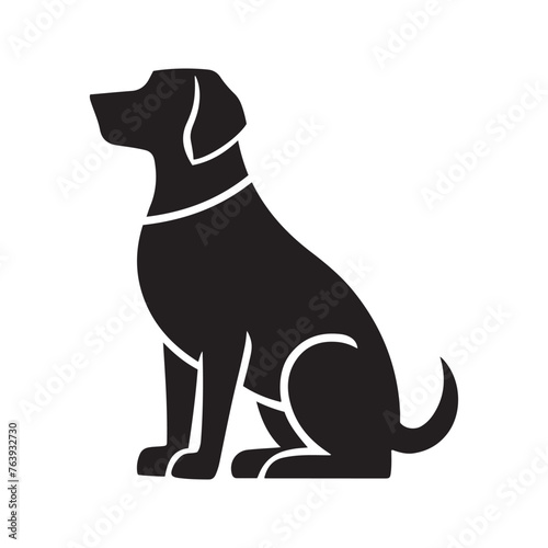 Sitting Dog Silhouette Vector Illustration White Background