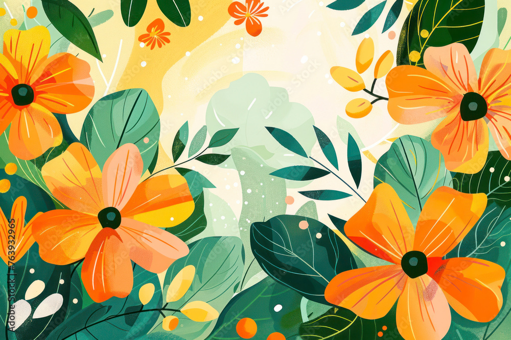 Refreshing spring abstract with vibrant flowers and foliage. Refreshing spring abstract with vibrant flowers and foliage.