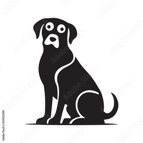 Sitting Dog Silhouette Vector Illustration White Background