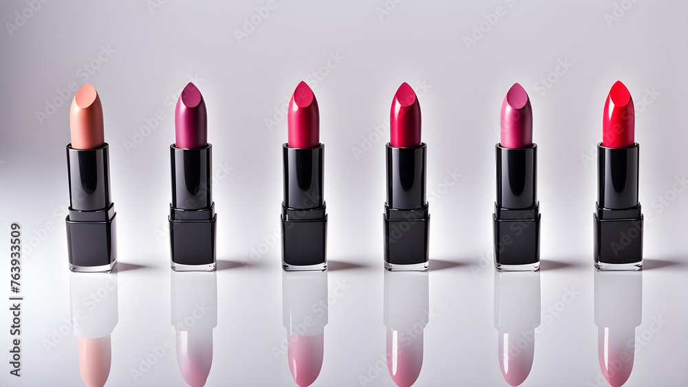 Fototapeta premium beauty products lipstick on white background