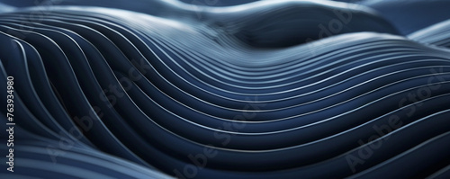 Elegant dark blue silk fabric. blue abstract 3d wave background.