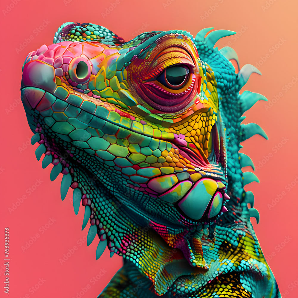 iguana on a branch. Generative AI