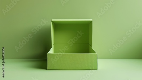 Empty clean green box from inside, monochromatic style, graphic resource.