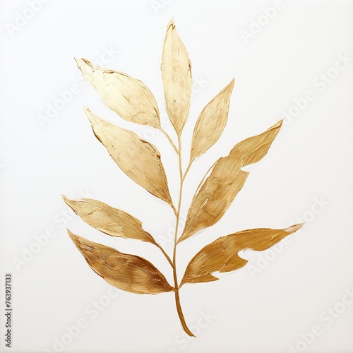 This depiction of a branch in autumnal gold tones exudes a plain yet striking style, perfect for decorative purposes and eco-themed decor