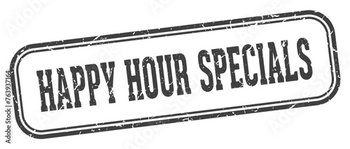 happy hour specials stamp. happy hour specials rectangular stamp on white background