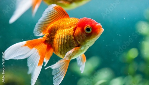 Aquatic Elegance: Two Sweet Goldfish Pets Gliding in a Freshwater Aquarium Oasis"