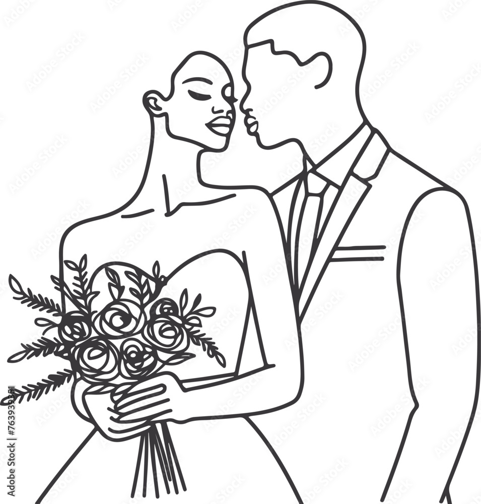line drawing romantic wedding couple one line art love vector illustration line drawing romantic wedding couple one line art love vector illustration