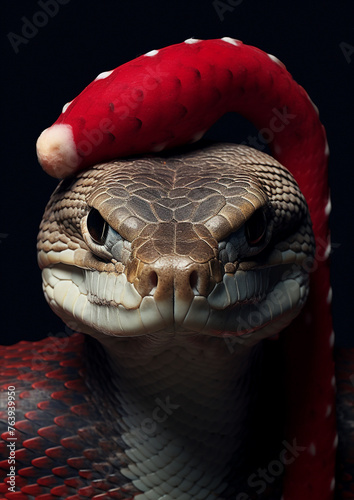 cobra with Santa hat   reated with Generative Ai