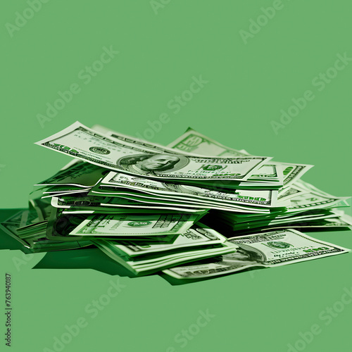 green dollar notes on a green background © nito