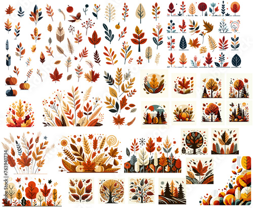 Autumnal Leaves Vector Fall Clipart Collection