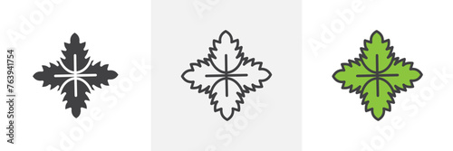 Herbal Mint Variety Icons. Peppermint and Fresh Leaf Herbal Symbols