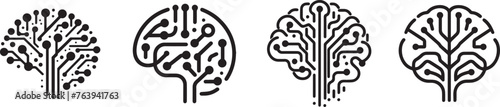 Abstract neural brain, a set of vector logos. For science, psychology, medical research, new technology development, Logo design template