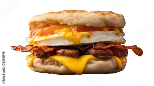 Hearty Sausage McMuffin on transparent background photo