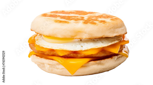 Tasty Egg and Cheese McMuffin on transparent background photo