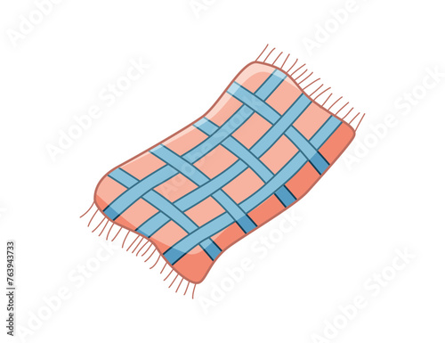 Plaid checkered, cozy soft bedspread. Vector doodle illustration on a white background.