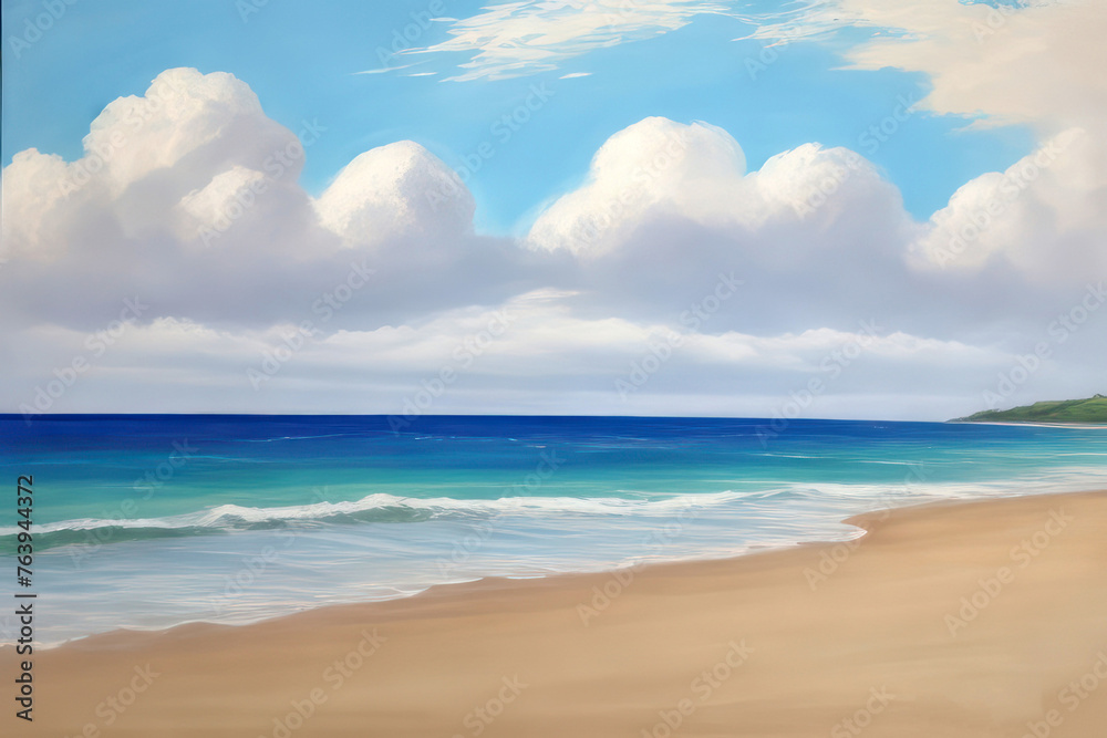 Clouds over the ocean. Color illustration.