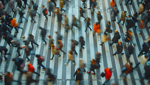 City Pulse: Photorealistic Top View of Busy Crosswalk with ICM Effect