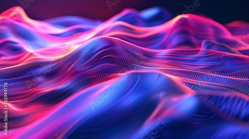 Vibrant digital waves with neon lights.