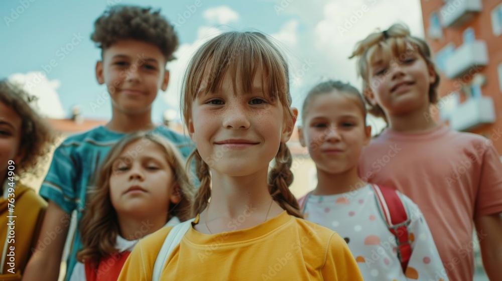 Group of multinational children Group of multinational children