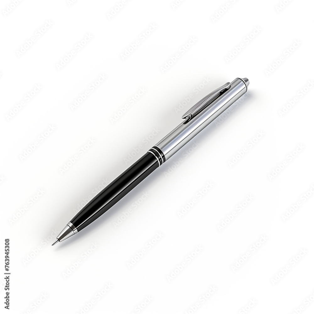 minimal design chrome pen on white back ground ar сreated with Generative Ai minimal design chrome pen on white back ground ar сreated with Generative Ai