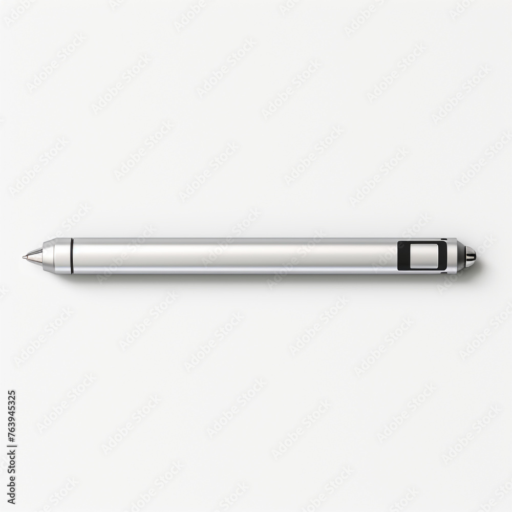 minimal design chrome pen on white back ground ar сreated with Generative Ai minimal design chrome pen on white back ground ar сreated with Generative Ai