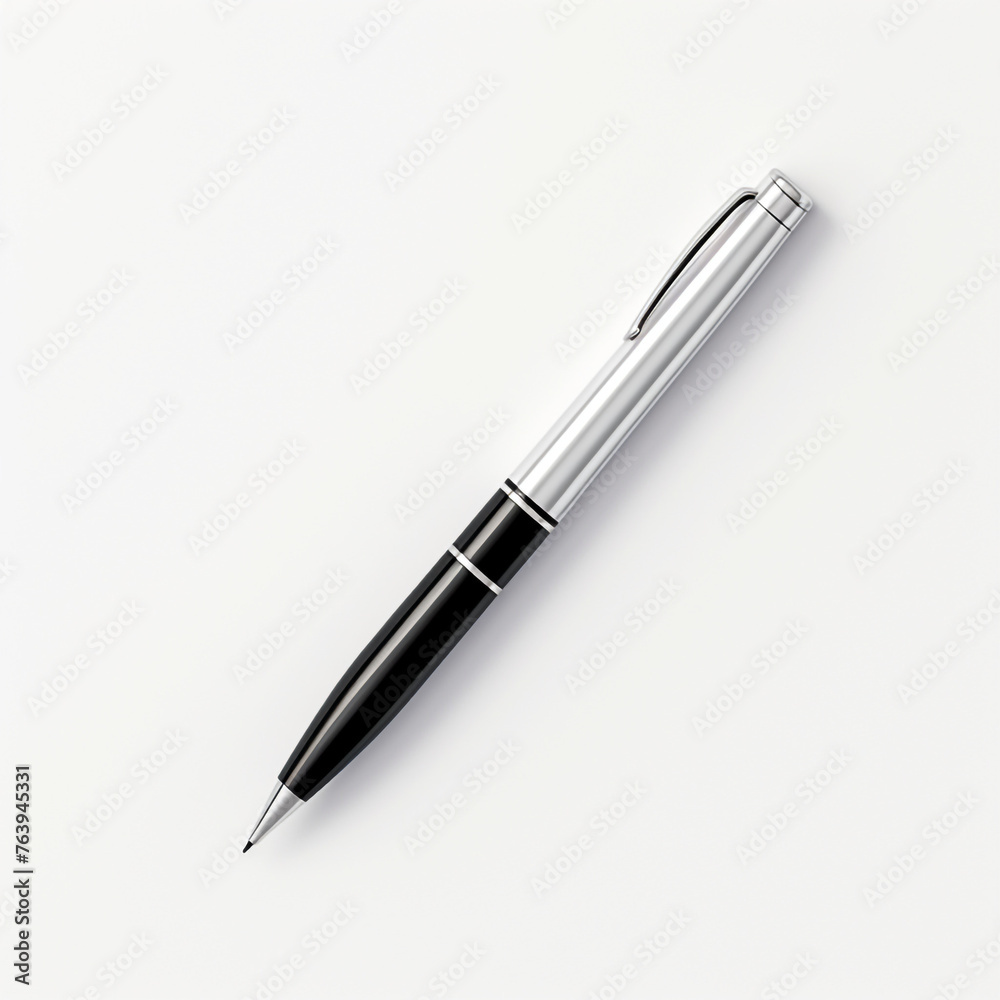minimal design chrome pen on white back ground ar сreated with Generative Ai minimal design chrome pen on white back ground ar сreated with Generative Ai