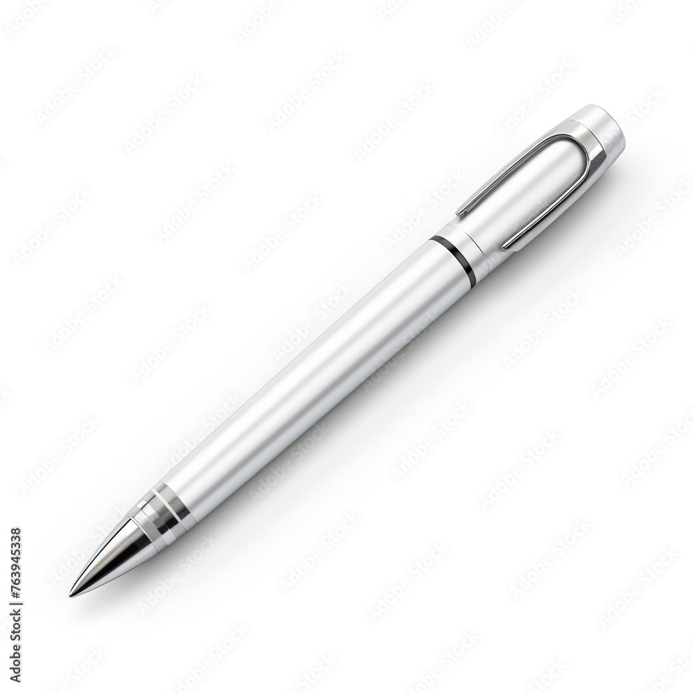 minimal design chrome pen on white back ground ar сreated with Generative Ai minimal design chrome pen on white back ground ar сreated with Generative Ai