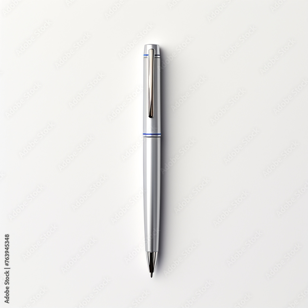 minimal design chrome pen on white back ground ar сreated with Generative Ai minimal design chrome pen on white back ground ar сreated with Generative Ai