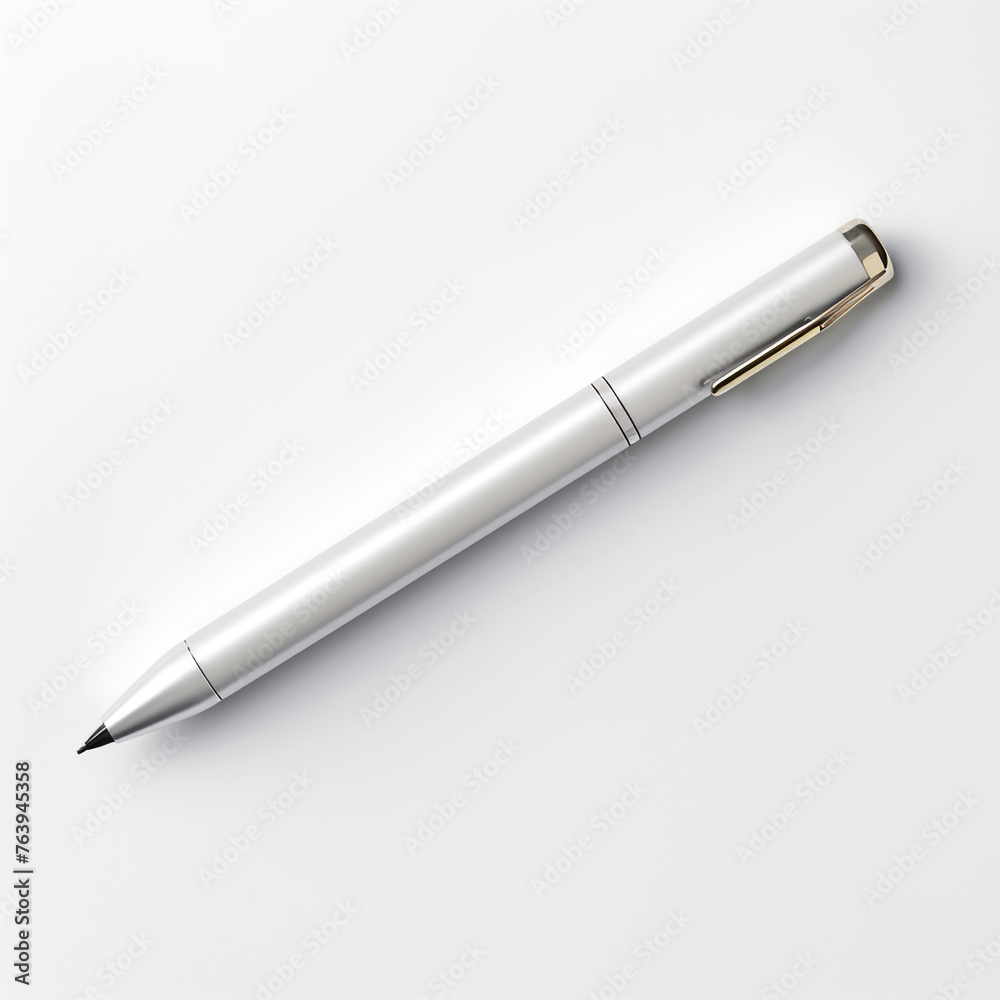 minimal design chrome pen on white back ground ar сreated with Generative Ai minimal design chrome pen on white back ground ar сreated with Generative Ai