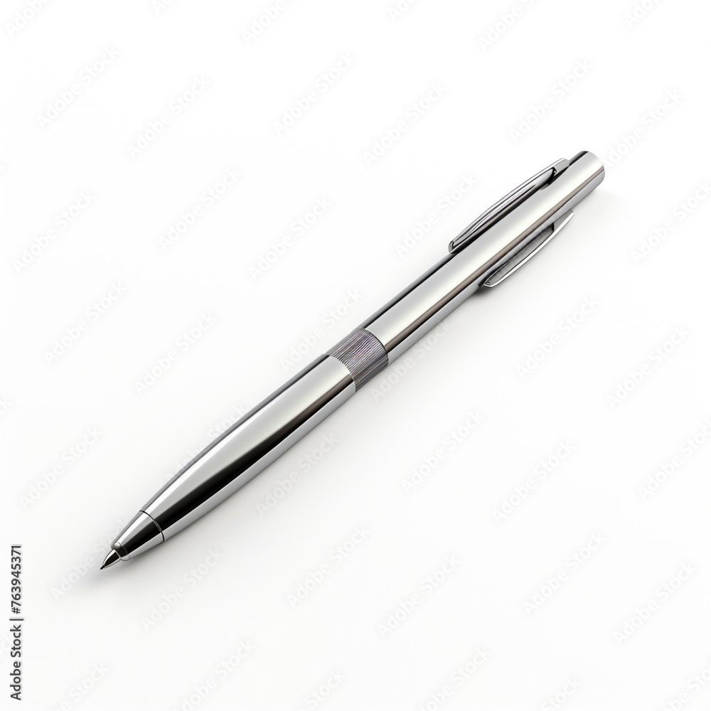 minimal design chrome pen on white back ground ar сreated with Generative Ai minimal design chrome pen on white back ground ar сreated with Generative Ai
