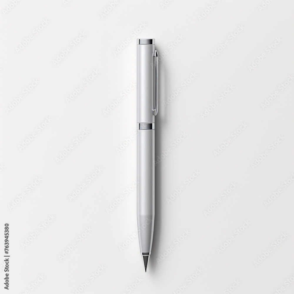 minimal design chrome pen on white back ground ar сreated with Generative Ai minimal design chrome pen on white back ground ar сreated with Generative Ai