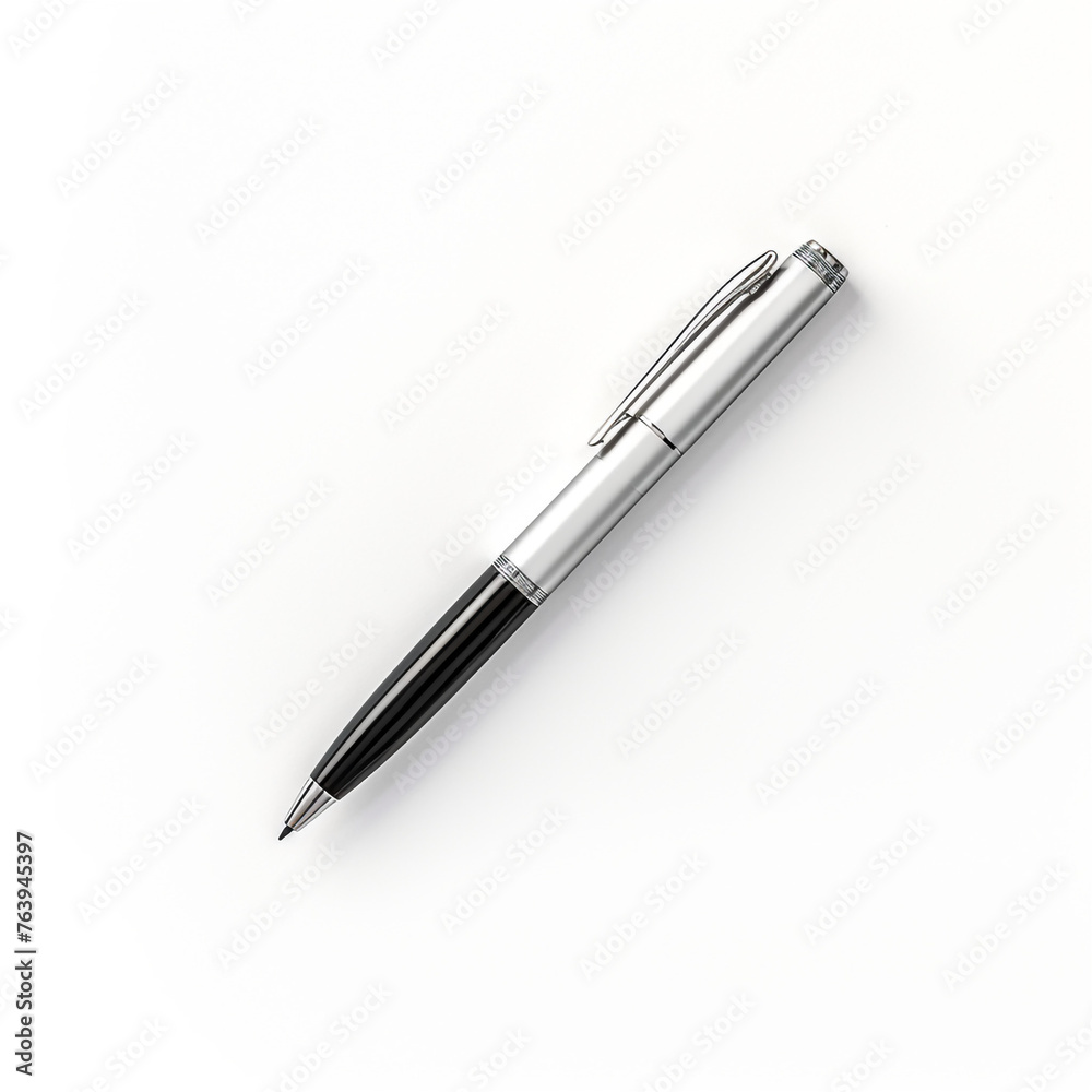 minimal design chrome pen on white back ground ar сreated with Generative Ai minimal design chrome pen on white back ground ar сreated with Generative Ai