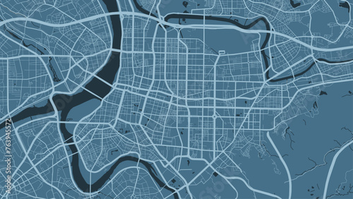 Blue Taipei map, city in Taiwan. Streetmap municipal area. photo