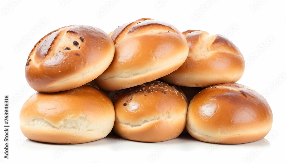 Tasty fresh buns isolated on white background