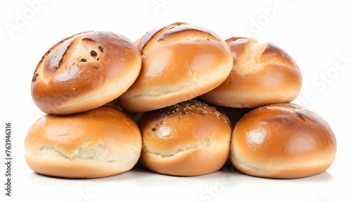 Tasty fresh buns isolated on white background
