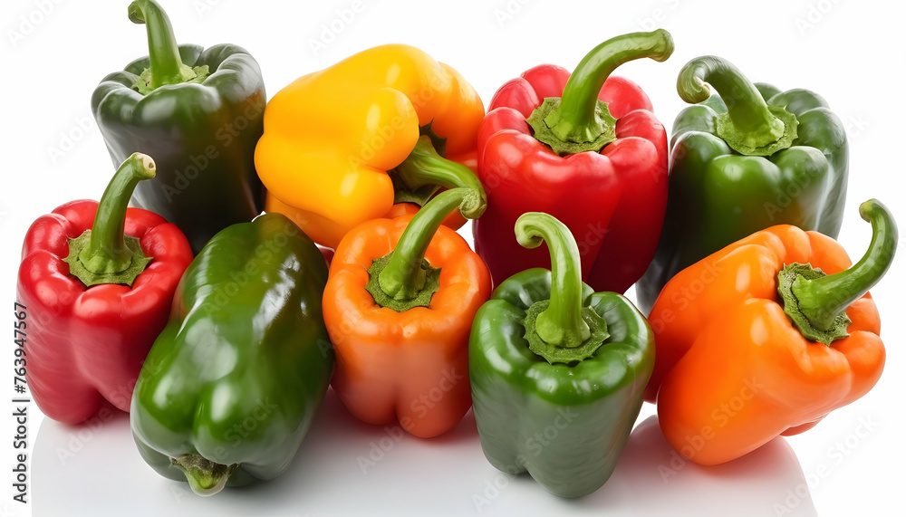 mixture peppers on white background