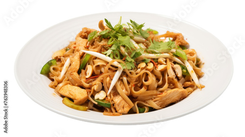 Tasty Chicken Pad Thai Treat on transparent background