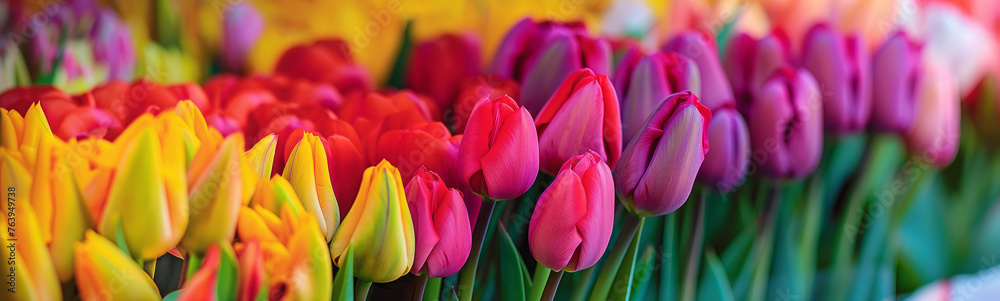 Fototapeta premium Red and yellow tulips