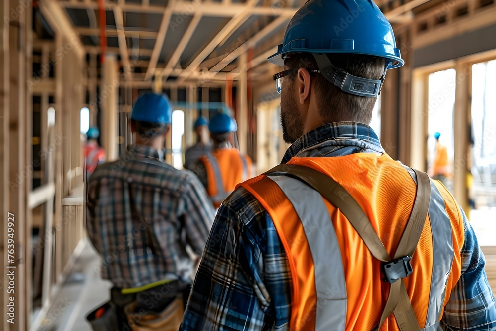 Skilled Workers Showcasing Teamwork and Expertise on a Construction Site. Concept Construction Workers, Teamwork, Expertise, Skilled Labor, Construction Site Skilled Workers Showcasing Teamwork and Expertise on a Construction Site. Concept Construction Workers, Teamwork, Expertise, Skilled Labor, Construction Site