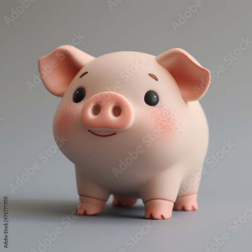 small cute piggy bank on white background   ai generated  