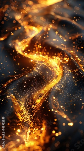 abstract dark background golden reflection of black oil, with a lava like look © FrankBoston