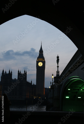 Sunset overlooking the Big Ben and Palace of Westminster photo