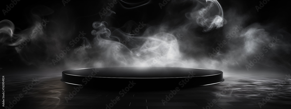 Mystical Smoke around Circular Platform - obrazy, fototapety, plakaty 
