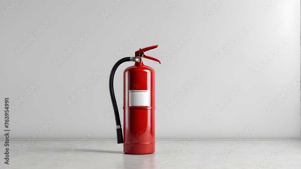a fire extinguisher on a white background with a copy space. text space a fire extinguisher on a white background with a copy space. text space