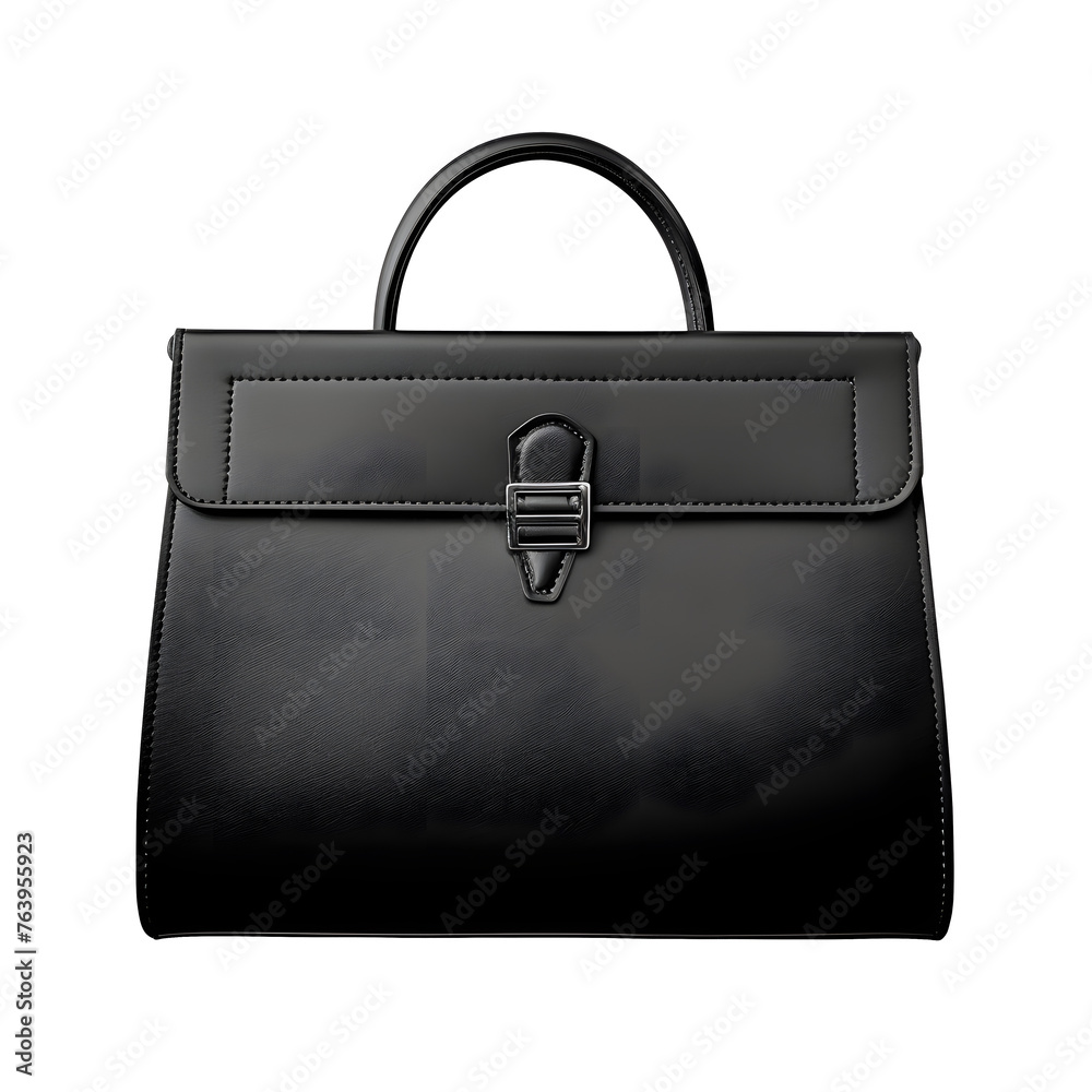Black leather bag isolated on Transparent Background. Ai generated Black leather bag isolated on Transparent Background. Ai generated
