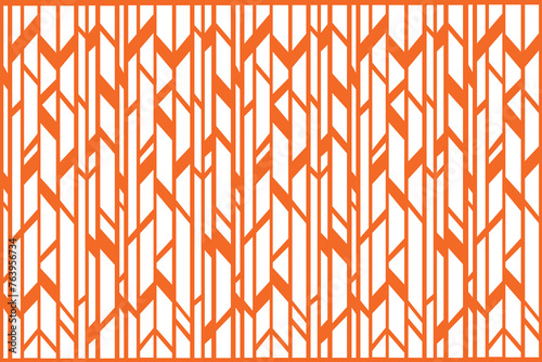 Geometric white bamboo pattern design on an orange frame