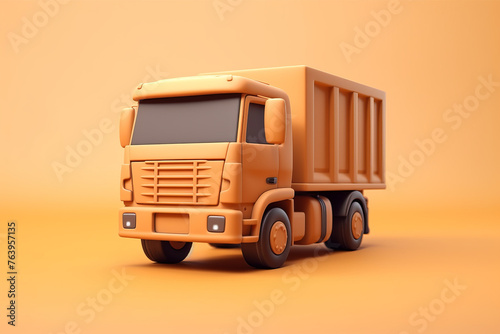 orange Truck. cute cartoon car icon. transport and cargo transportation