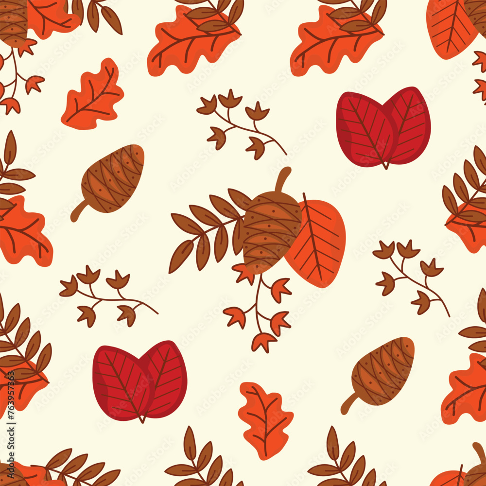 Obraz premium Autumn seamless pattern hand drawn