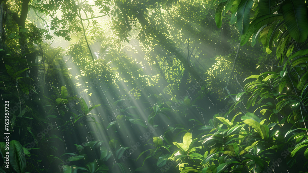 Dense green forest with abundant trees