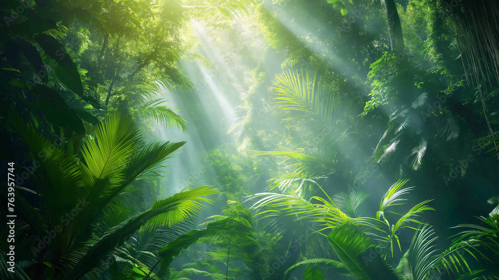 Lush green rainforest canopy